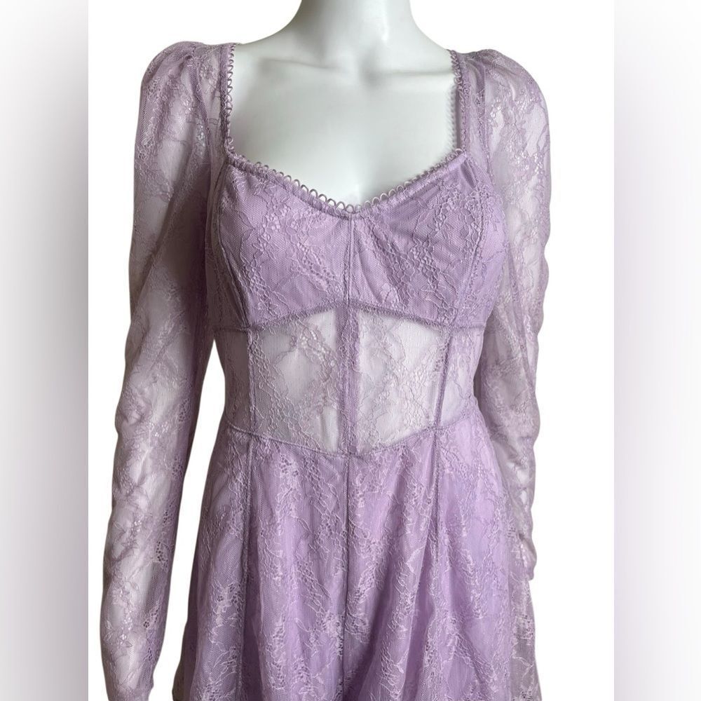 Urban Outfitters Lavender Lace Long Sleeve Romper Size Medium